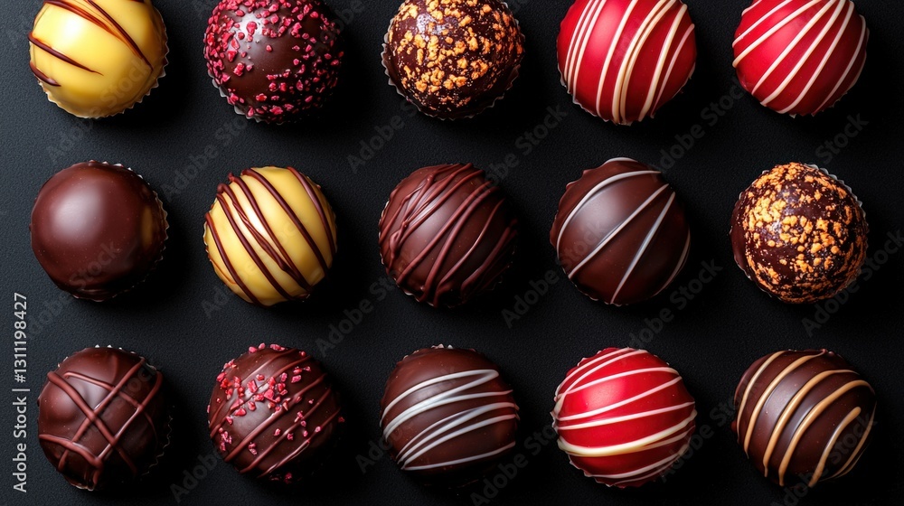 Variety of chocolates showcasing different flavors and textures for an exquisite taste experience Variety of chocolates showcasing different flavors and textures for an exquisite taste experience