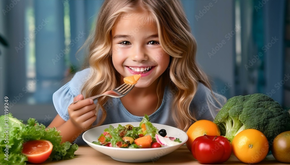 young woman eating vegetable salad young woman eating vegetable salad