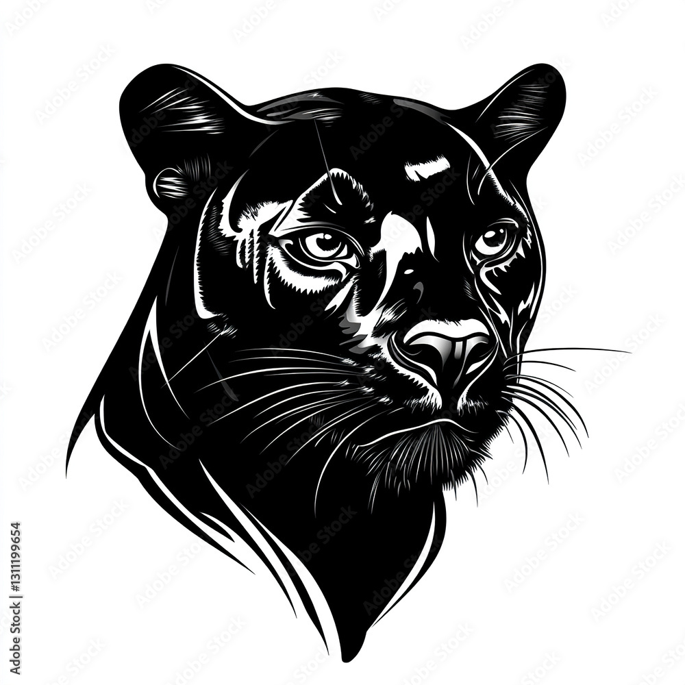 Obraz premium Illustration of panther head isolated on white background