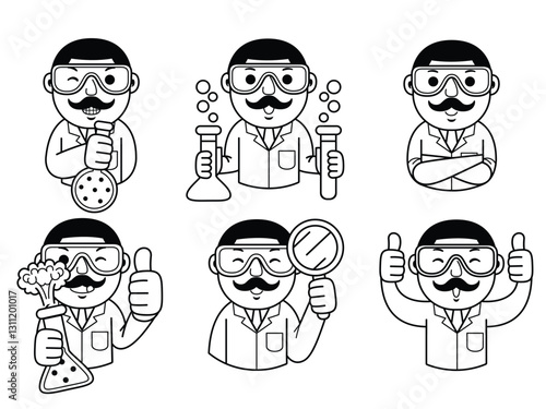 man chemist cartoon character line art