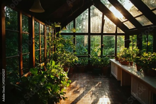 Sunlit Greenhouse Garden Room