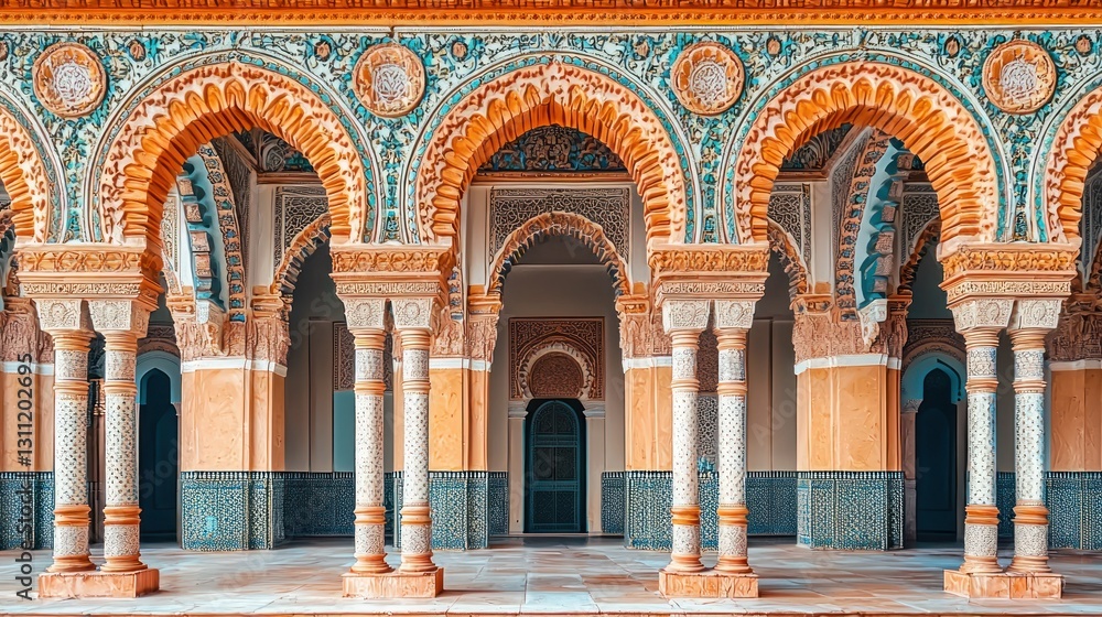 Obraz premium Ornate arched colonnade in a Moorish palace