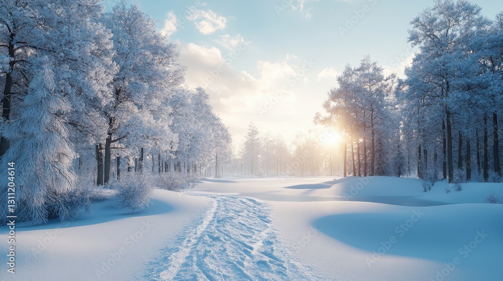 Fototapeta premium 2025 written on snow in winter landscape. spring season transition. cold.