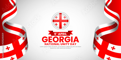 Georgia flag ribbon banner background design template for national unity day or independence day