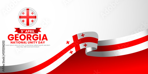 Georgia flag ribbon banner background design template for national unity day or independence day