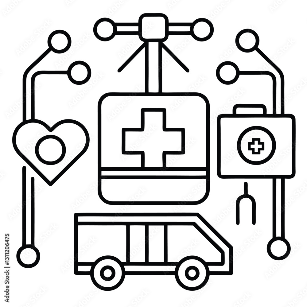 Healthcare technology printable outline coloring pages line art drawing Healthcare technology printable outline coloring pages line art drawing