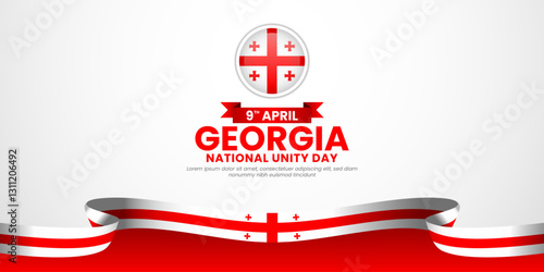 Georgia flag greeting card, banner background for Georgian national unity day or independence day