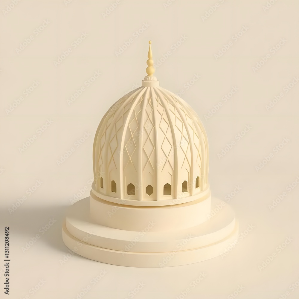 Fototapeta premium 3D Rendering of Beige Geometric Dome mosque