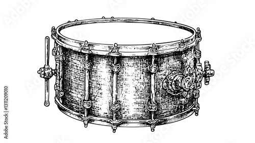 Engraved vector illustration of a classic drum design suitable for tattoo art enthusiasts striving for unique body ink representations