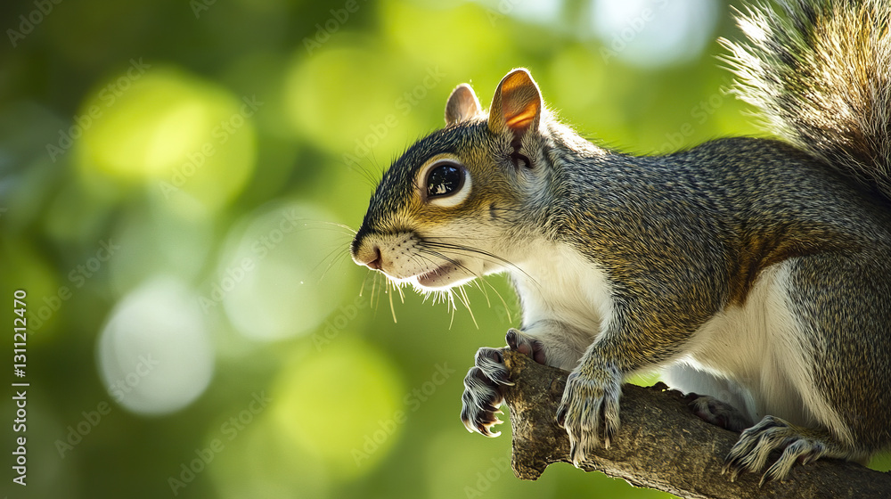 squirrel grips branch with focused expression squirrel grips branch with focused expression