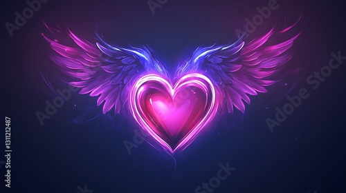 Magical Glowing Heart with Wings – A Symbol of Love and Freedom