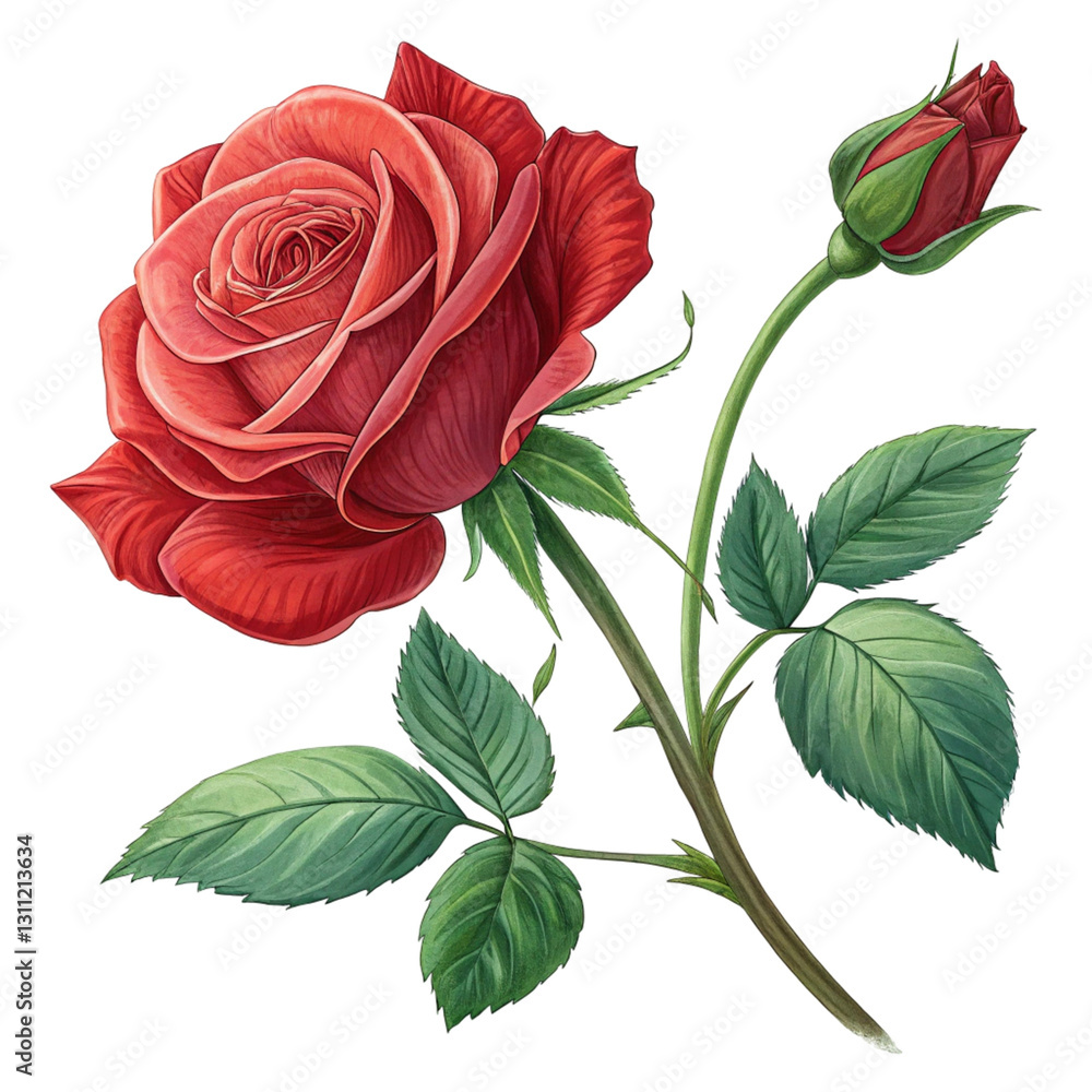Fototapeta premium red rose on white background