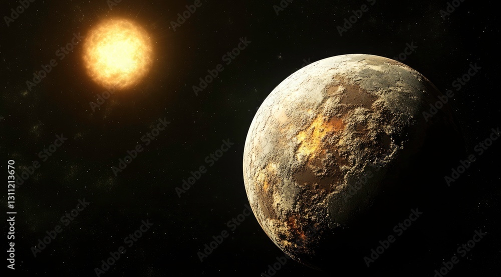 Fototapeta premium A Glowing Exoplanet Orbiting a Blazing Star