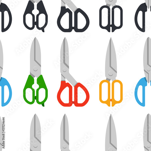 Kitchen shears vector cartoon seamless pattern background.
