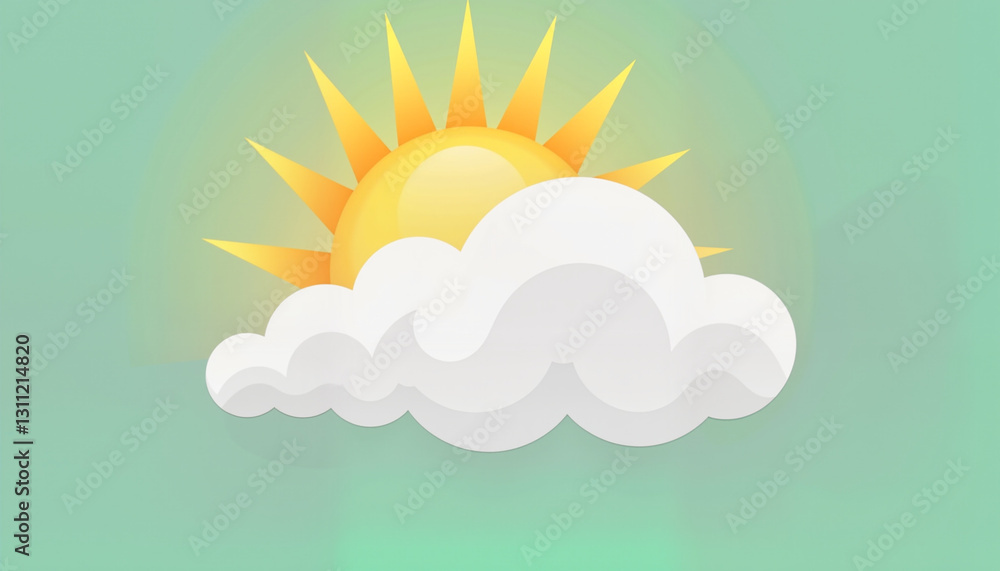 Sun peeking through clouds in a bright sky Sun peeking through clouds in a bright sky
