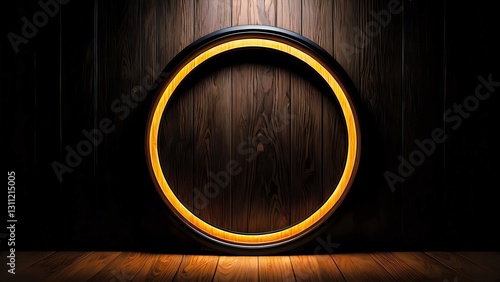 round frame on wooden background