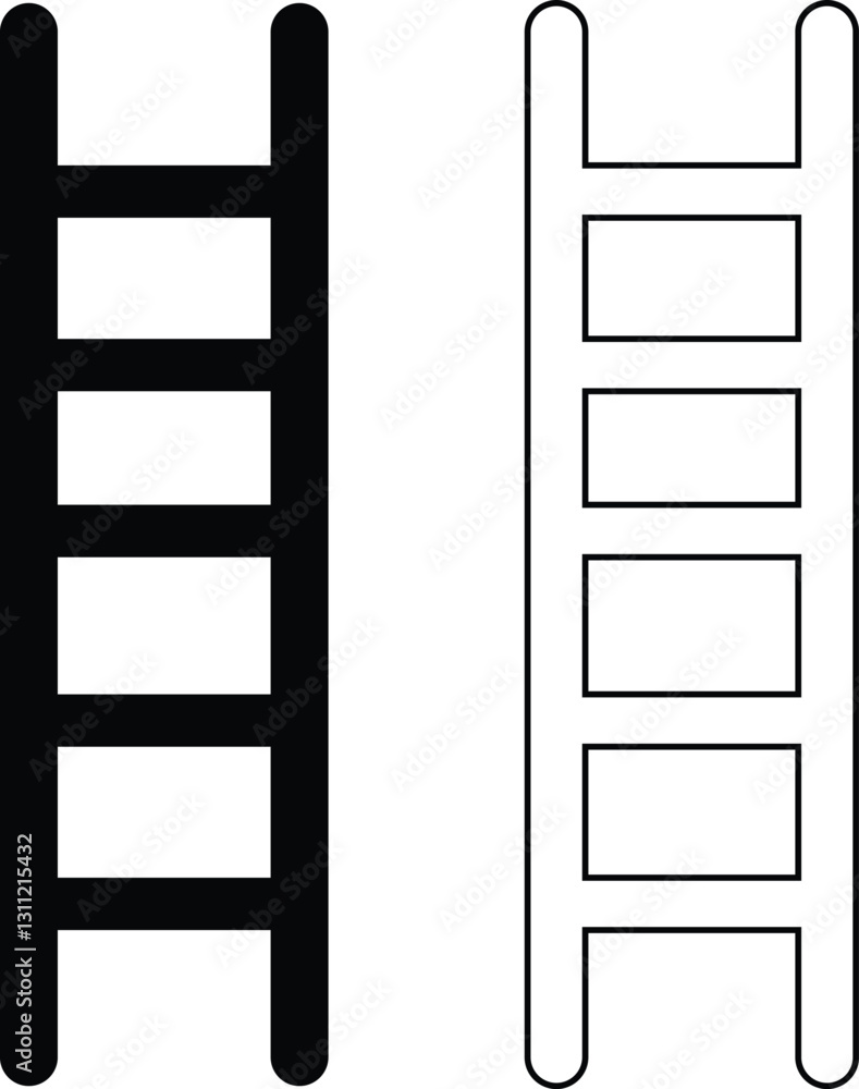 Ladder Flat And Outline Silhouette Icon Design Ladder Flat And Outline Silhouette Icon Design