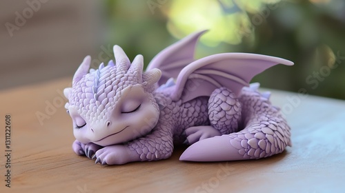 Sleeping Baby Dragon in Soft Pastel Colors