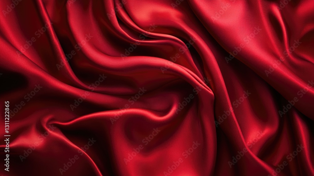 Flowing and draped crimson fabric creates elegant and luxurious texture Flowing and draped crimson fabric creates elegant and luxurious texture