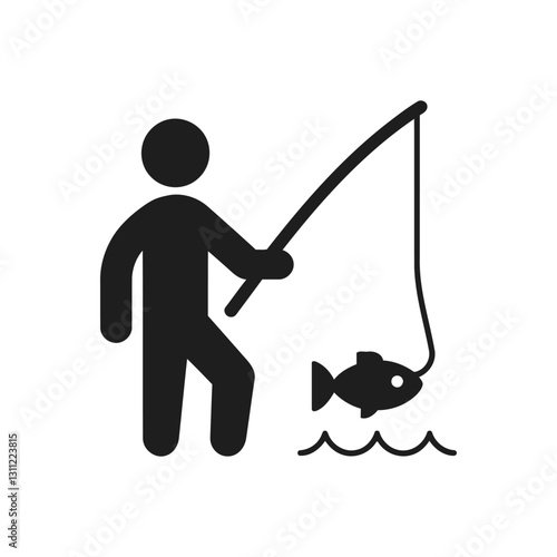 Person fishing with rod icon