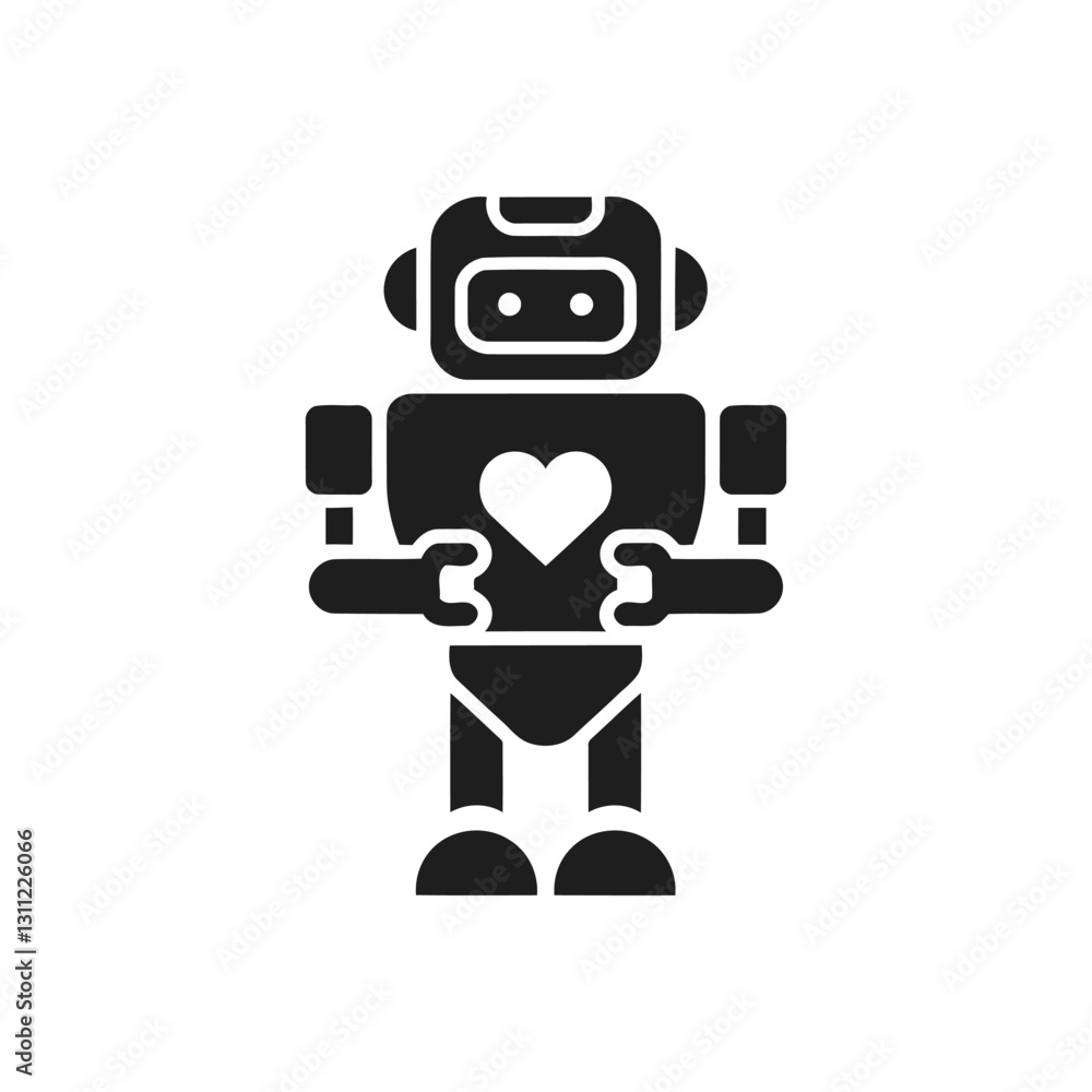 Robot Heart Emotion Icon Robot Heart Emotion Icon