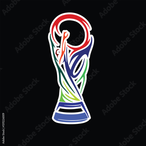 Abstract colorful world cup trophy. Soccer Championship