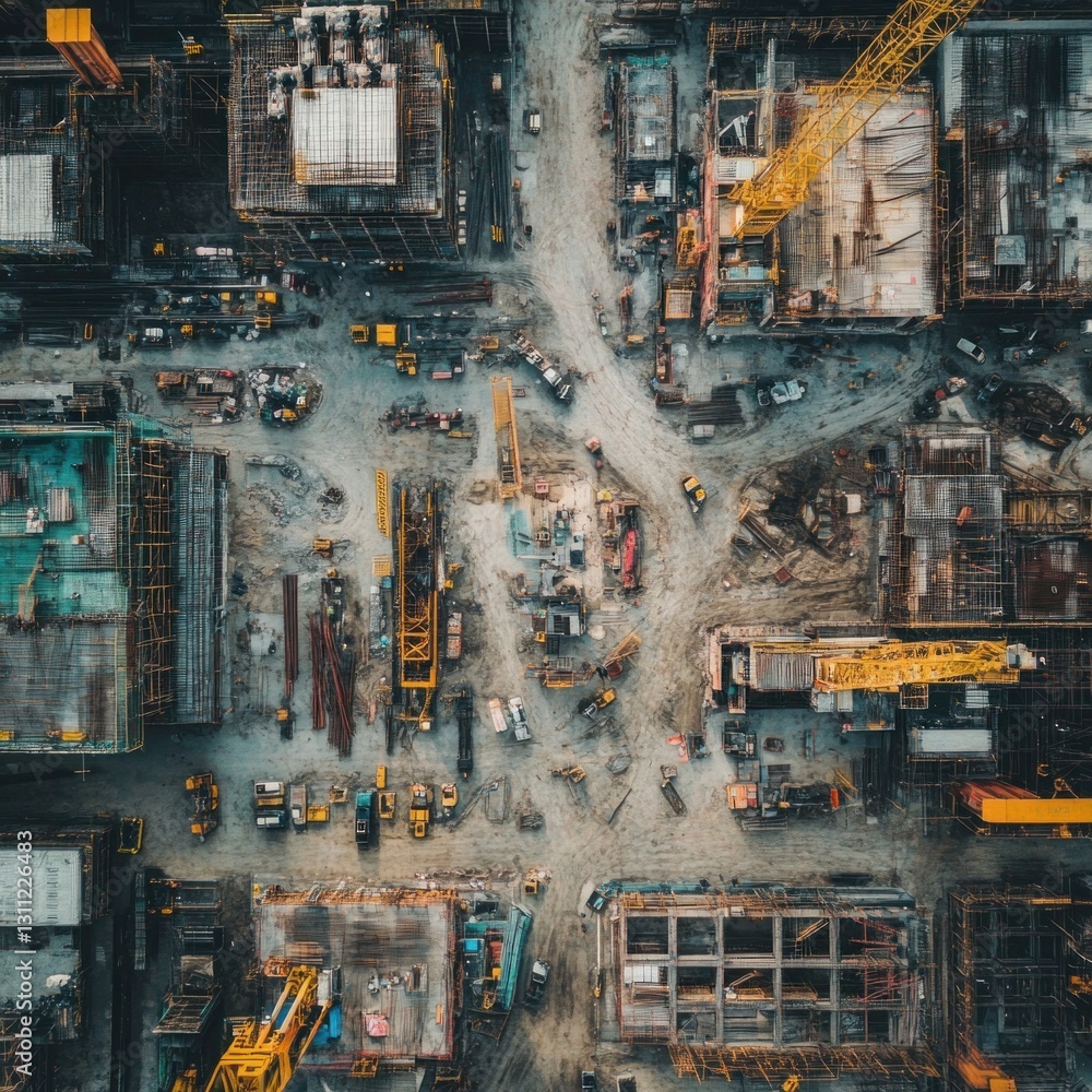 Aerial view of a residential housing development under construction Aerial view of a residential housing development under construction
