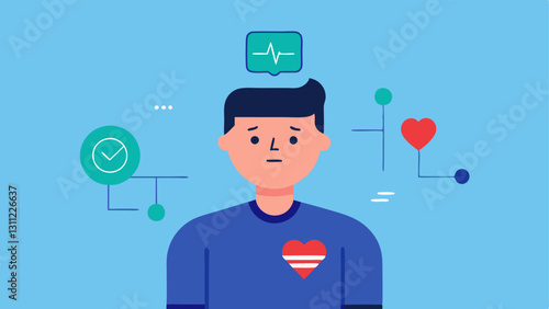 wearables Monitoring A person wearing a smarch that shows heart rate and stress levels with digital data overlays highlighting changes in emotional state.