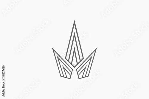 Modern line art crown logo 