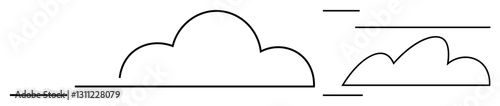 Abstract clouds and horizontal lines creating a simple representation of wind in the sky. Ideal for weather, minimalism, nature, simplicity, environment, aerodynamics, and motion concepts. Flat