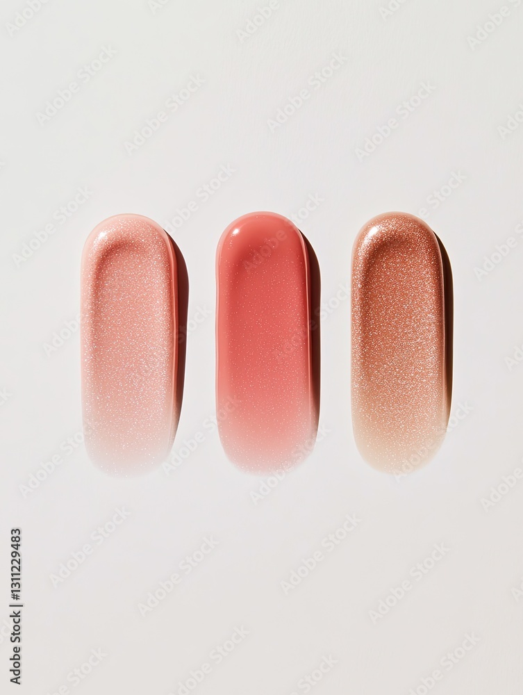 Obraz premium Soft gradient of three nail polish shades, showcasing warm tones