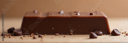 Dark chocolate candy, rich brown, smooth texture, clean backdrop, confection, close-up, dark