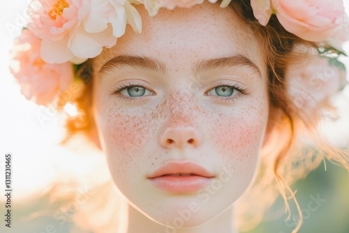 Radiant portrait with soft sunlight highlights, showcasing delic