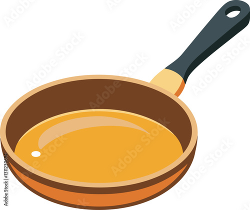 Pancake in a Frying Pan - Vector Illustration (Isolated on White Background)