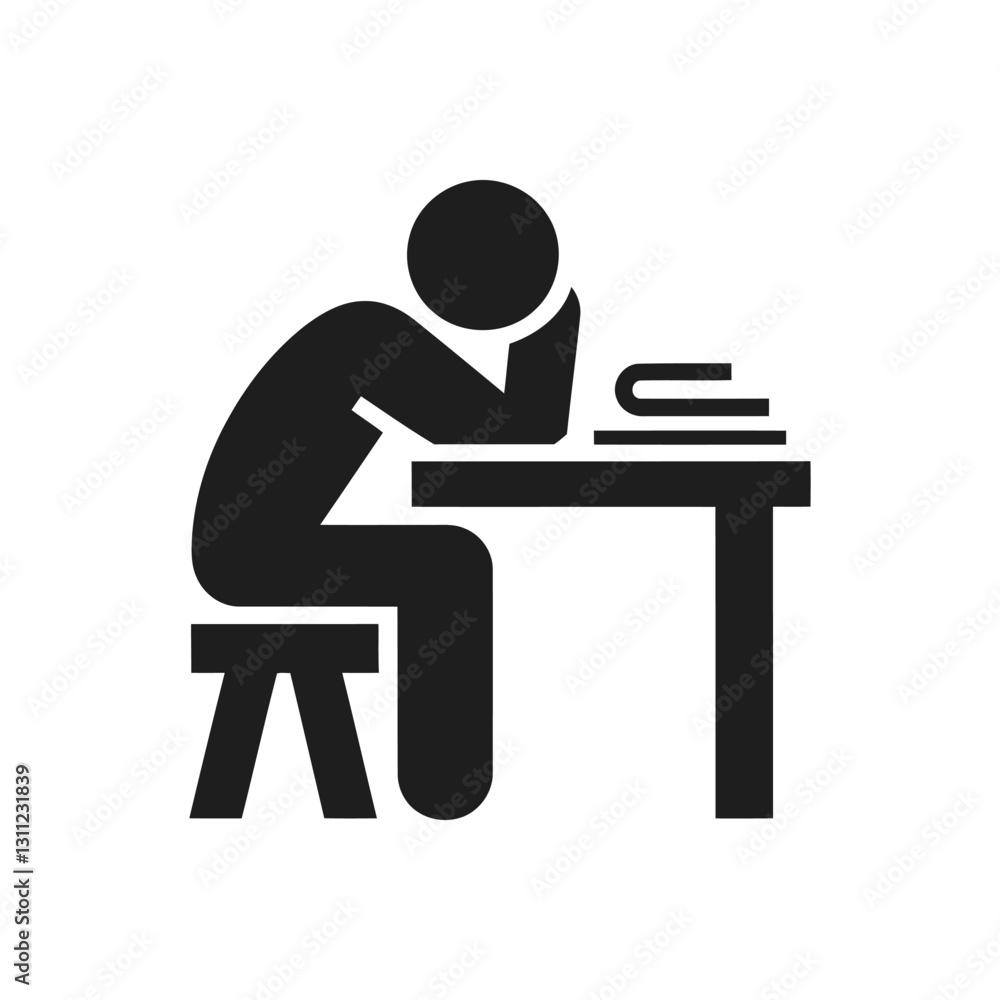 Tired Student Desk Icon Tired Student Desk Icon
