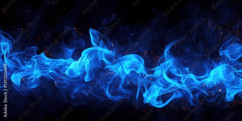 Obraz premium Dramatic Blue Flames against a Dark Background