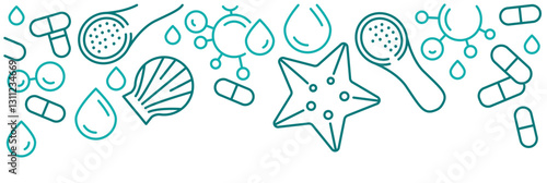 Collagen line web banner. Connective tissue protein.