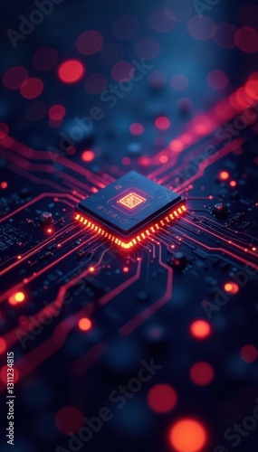 Abstract glowing circuit board, futuristic tech nodes , digital, innovation, futuristic