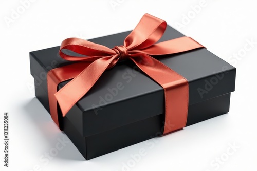 Elegant chocolate box, tied with satin ribbon, isolated , romantic, bow