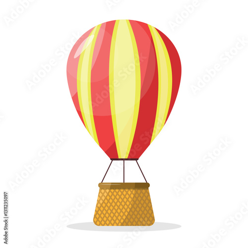 Hot air balloon icon on white background. Air transport. Leisure and entertainment concept.