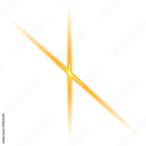 Gold x shape light illustration. Sparkle isolated design element.