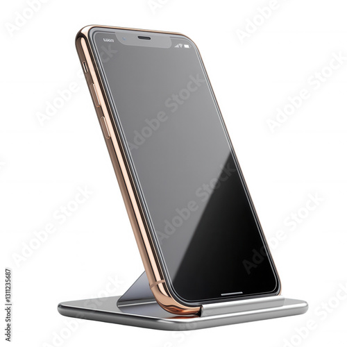 Premium metallic phone stand featuring a sophisticated design durable and stylish holder isolated on transparent background generative ai