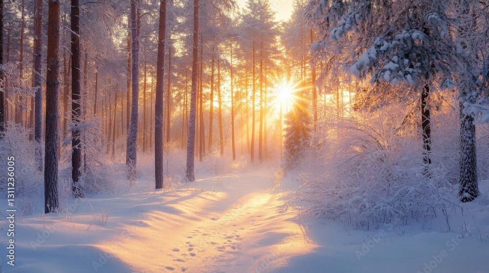 Winter forest sunrise Winter forest sunrise