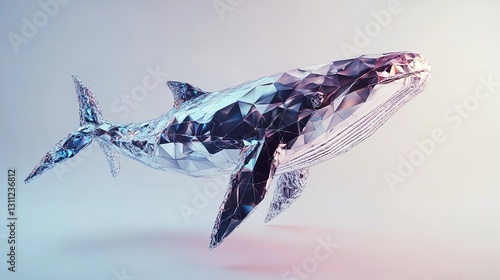  Abstract Whale in Low Poly Style