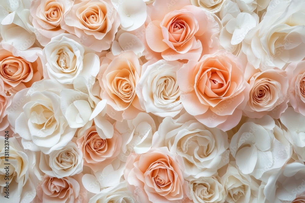 Seamless floral background with peach and cream roses Seamless floral background with peach and cream roses