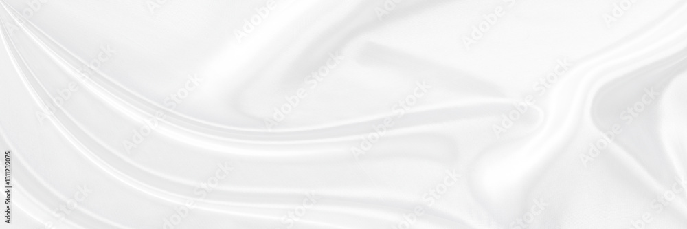 Fototapeta premium White gray satin texture that is white silver fabric silk panorama background with beautiful soft blur pattern natural.