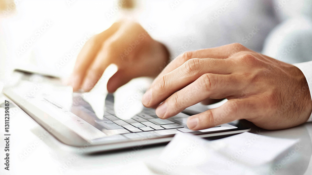 Close-Up of Hands Typing on a Tablet with Detachable Keyboard Close-Up of Hands Typing on a Tablet with Detachable Keyboard