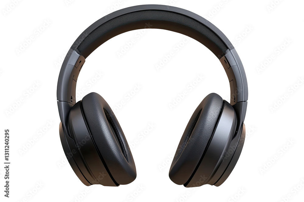 Dark Gray Over Ear Headphones with Textured Earcups on Transparent Background Dark Gray Over Ear Headphones with Textured Earcups on Transparent Background