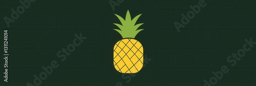 Bright tropical pineapple minimalist logo featuring geometric shapes and vibrant yellow green colors for fresh branding ideas photo