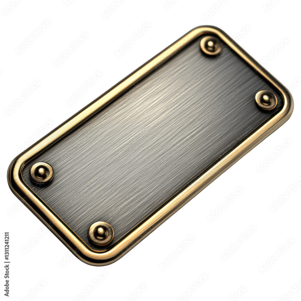 Elegant Silver Desktop Nameplate with Embossed Pattern Isolated on Transparent Background, Ideal for Office Décor and Personalization Elegant Silver Desktop Nameplate with Embossed Pattern Isolated on Transparent Background, Ideal for Office Décor and Personalization